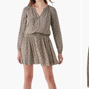 [Faherty] NWT Montara Leaf Batik Long Sleeve Dress - Size Medium